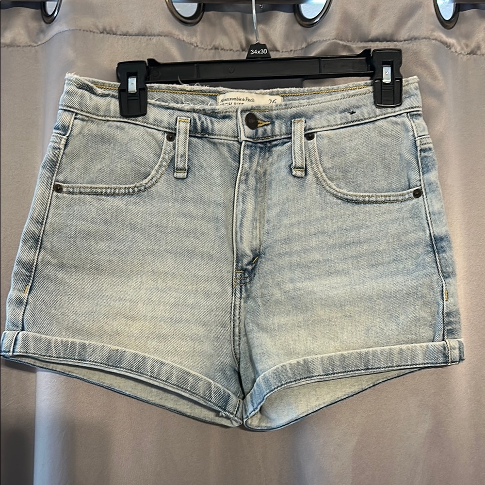 Abercrombie & Fitch Blue Jean Shorts Mid-Rise Cuffed Hem